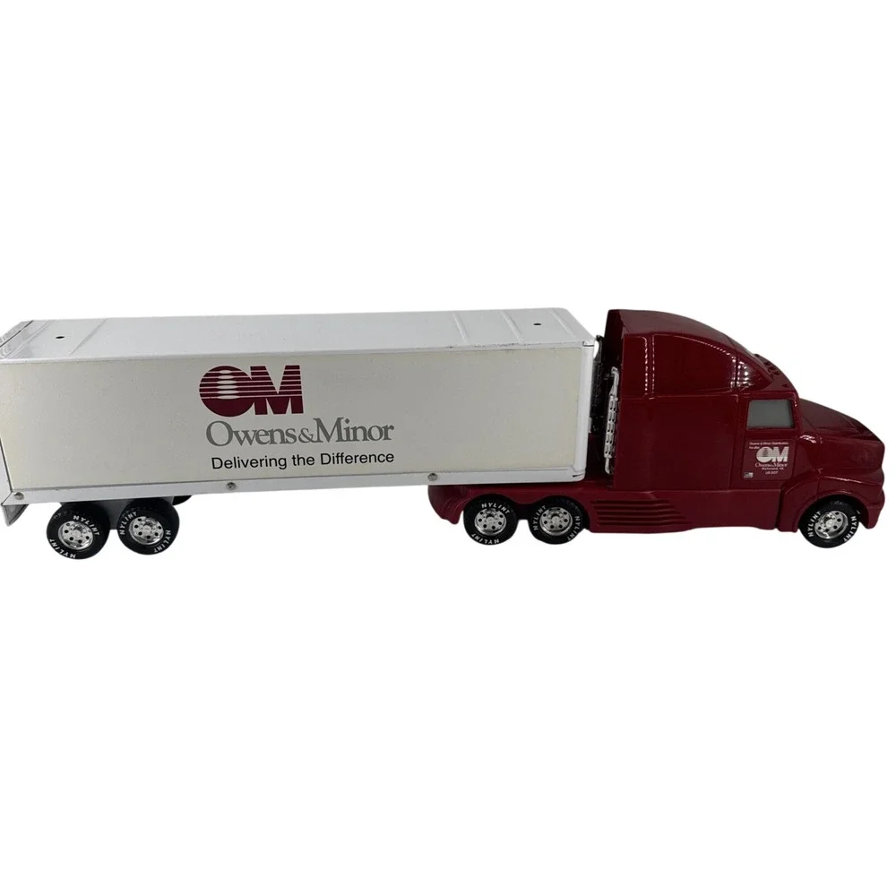 Semi Truck (Plastic) & Metal Trailer Owens & Minor by Funrise w/Sound VTG 2002